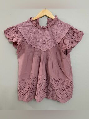 Sea New York Eyelet Ruffle Short Sleeve Top